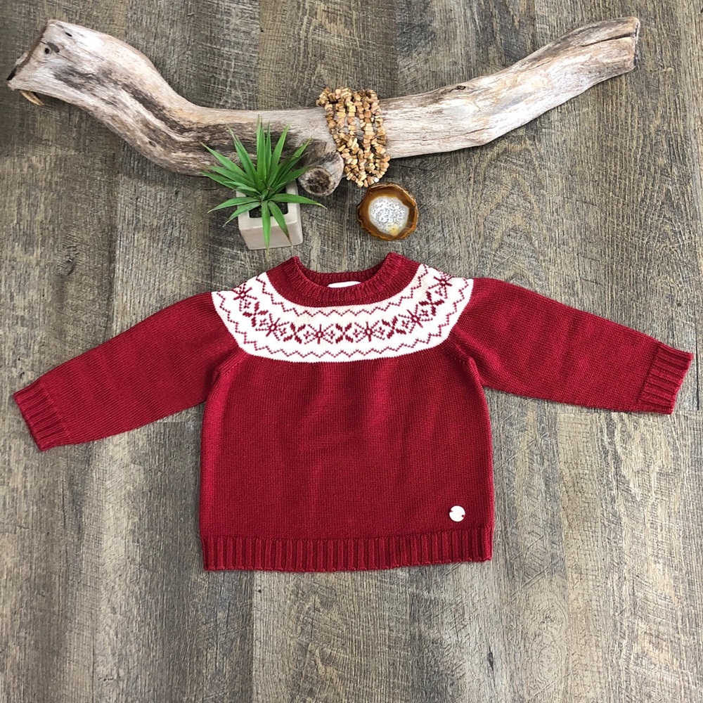 Artesania Granlei Red & White Snowflake Holiday Sweater 18 month